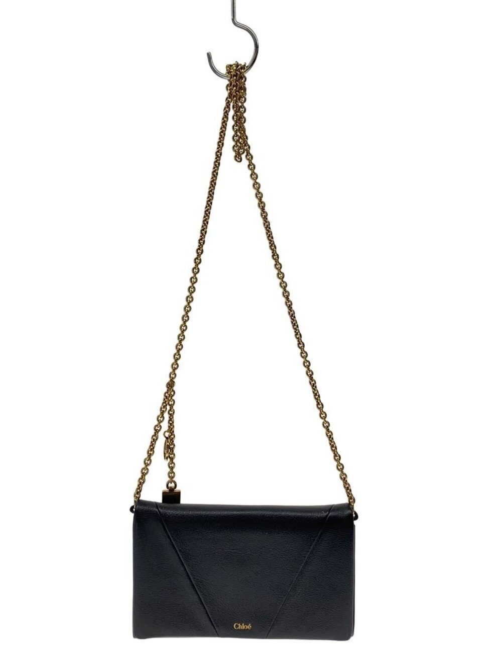 Chloe Flap Wallet Shoulder Bag Leather Black Solid